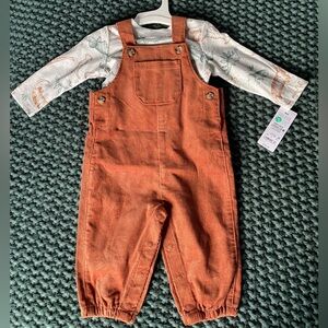 Baby boys dino overalls outfit